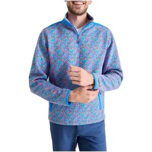 Chubbies Men’s 1/4 Zip Large Blue Pullover Quilted The Spade Zip Pockets NWT